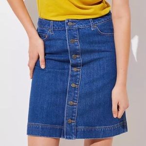 Loft button front denim skirt